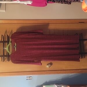 R&M Richards Red Striped Mix Dress Lined